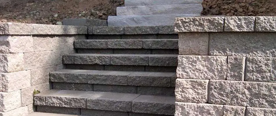 Custom stone steps created for a residential property in Millstadt, IL.