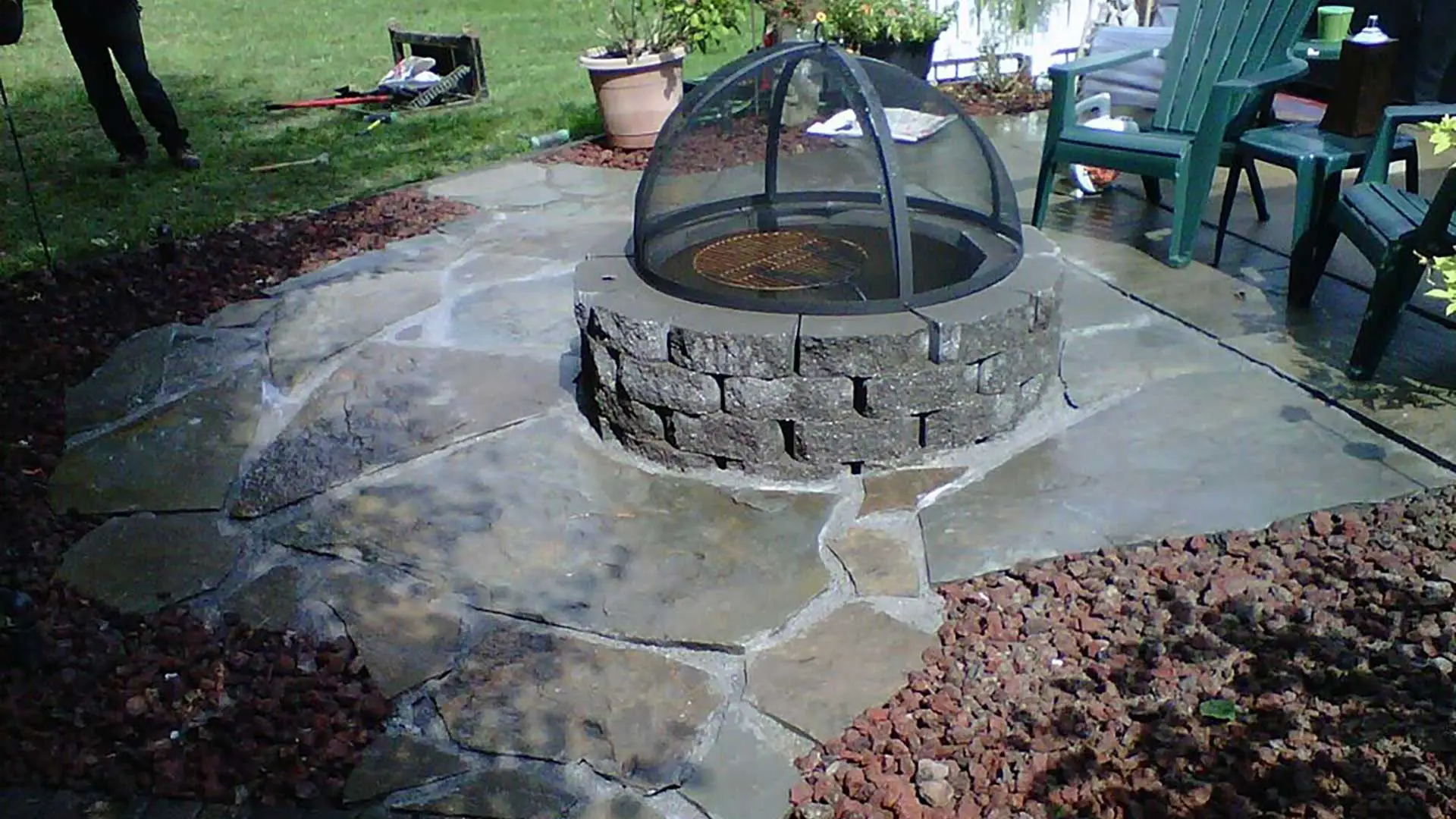 Custom fire pit built for a home in Belleville, IL.