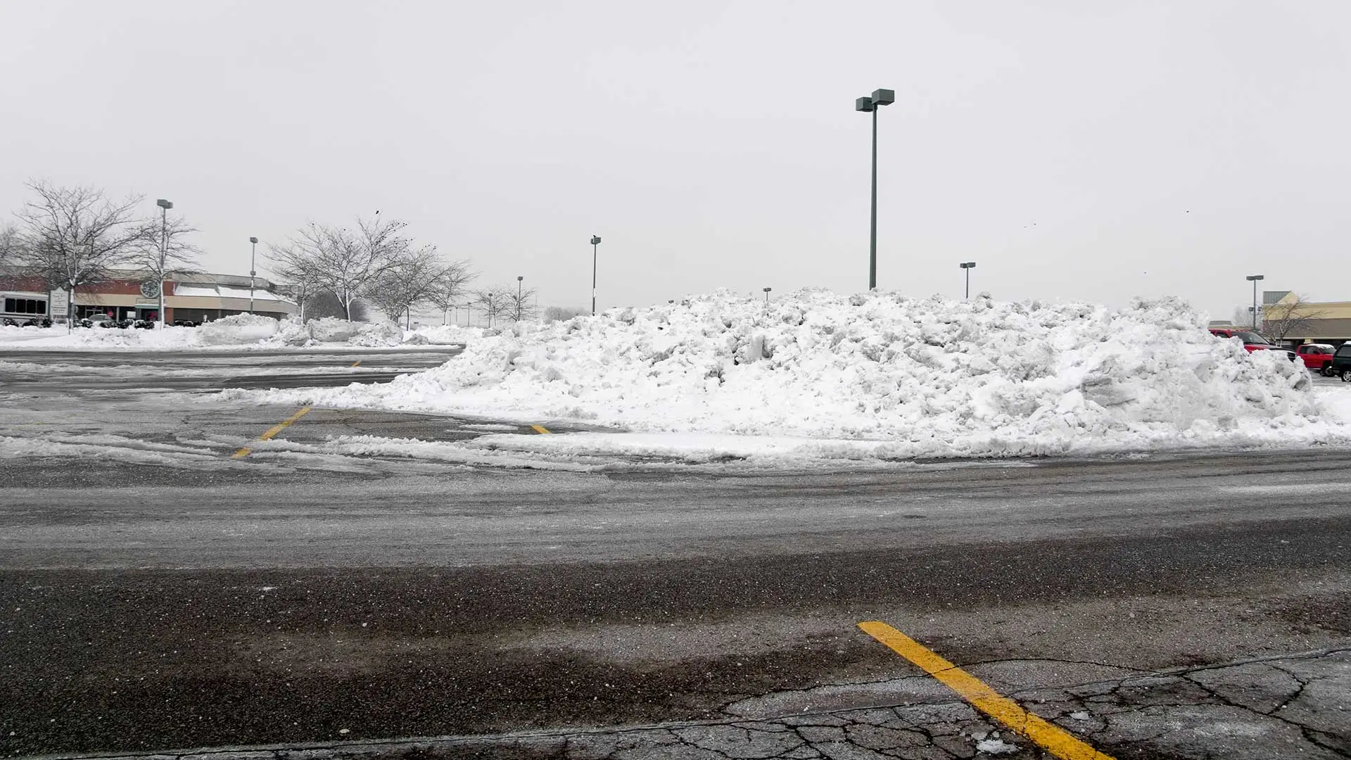 A parking lot in Waterloo, IL where we cleared and piled up snow.
