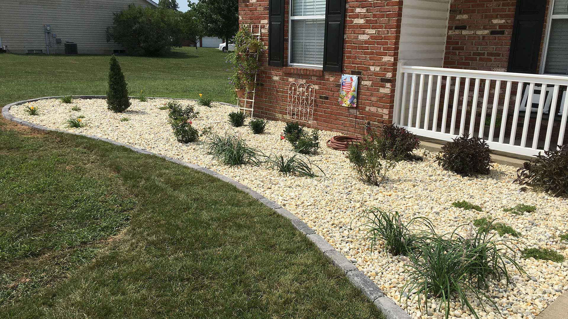 Custom landscaping project done for a home in Waterloo, IL.