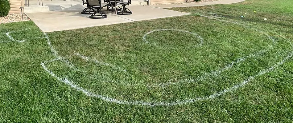 Paint outline for a hardscape installation in Columbia, IL.