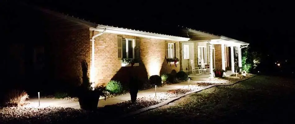 This home in Millstadt, IL had an outdoor lighting system installed.