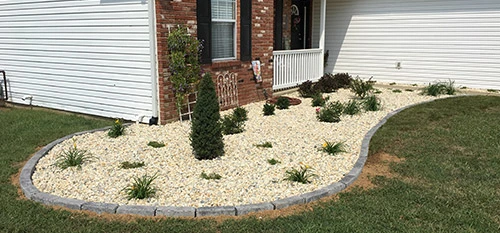 A recently installed landscape bed in Red Bud, IL.